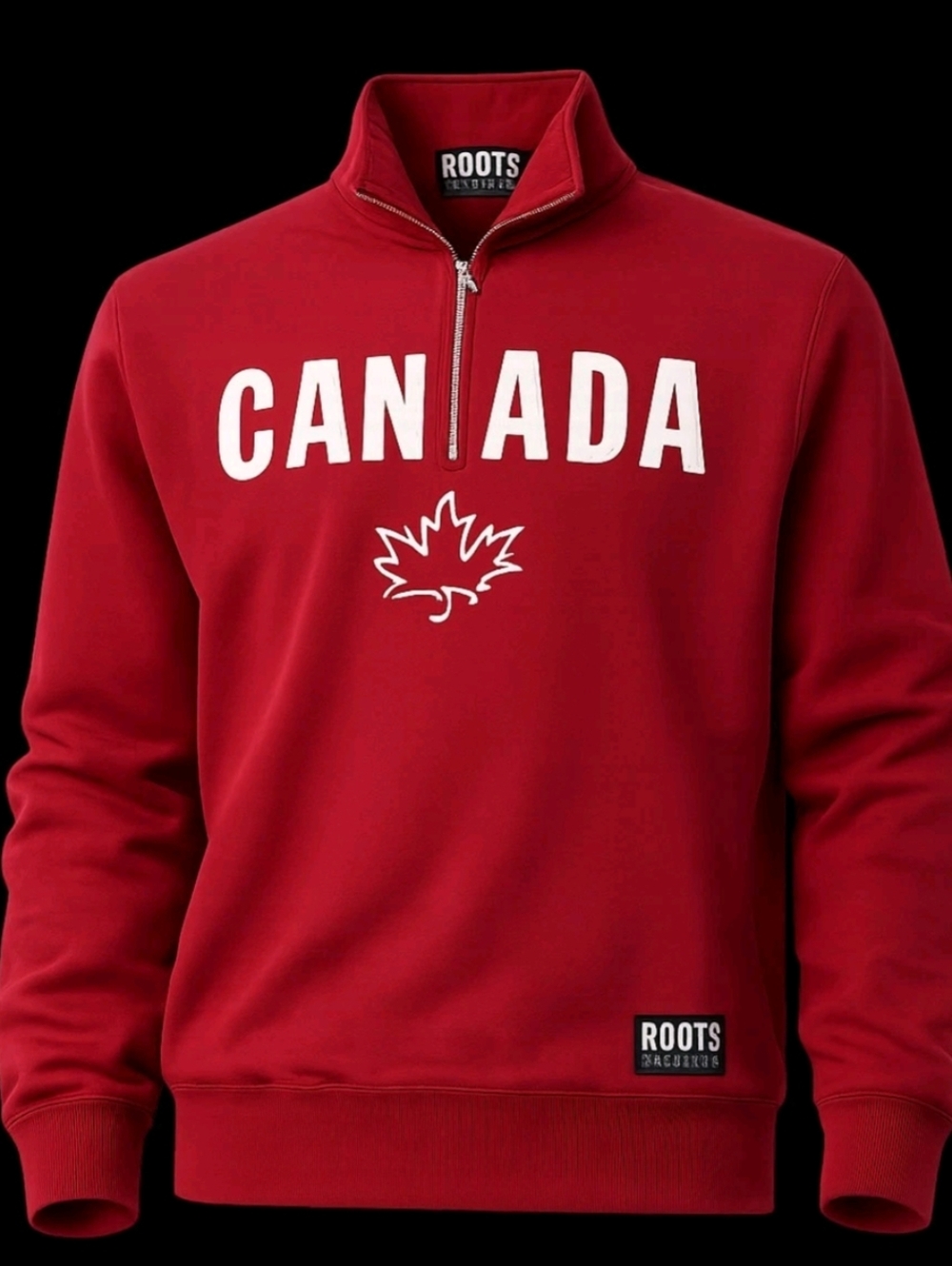 Roots Athletics Canada Quarter Zip Sweatshirt Small Vintage Made in Canada